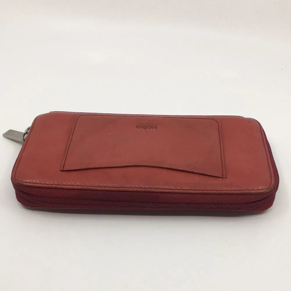 Hobo International Red Leather Zippy Accordion Zip Around Wallet
